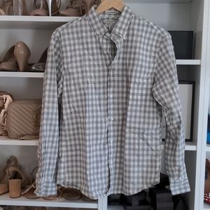 J.Crew Slim Secret Wash organic cotton poplin shirt in Vintage Dove Gingham in M